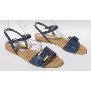 Stella McCartney Blue Faux Croc Linda Flat. Size 7=37. Great Condition.